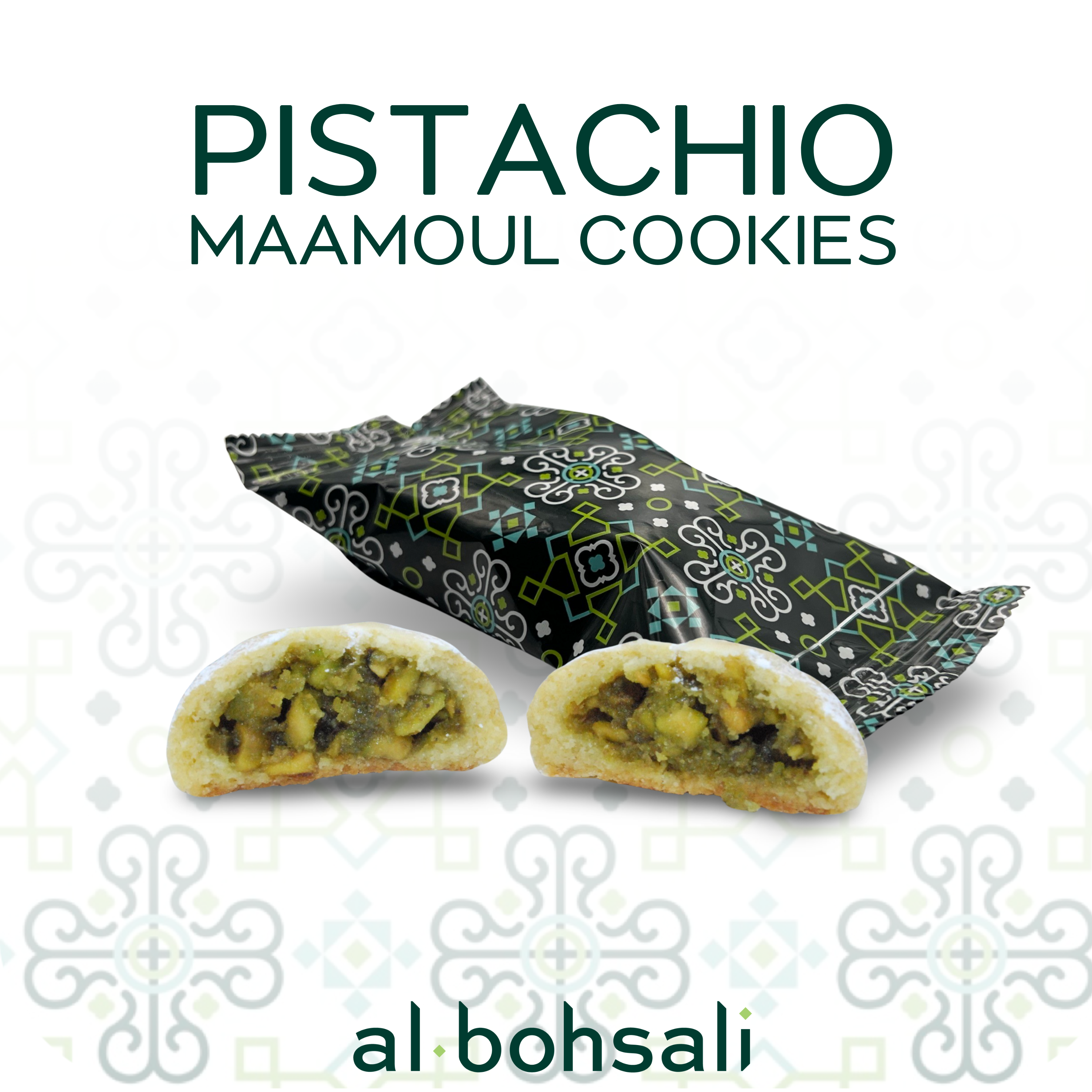 Maamoul Pistachio, Date, & Walnut Filled Shortbread Cookies, 8 of Each